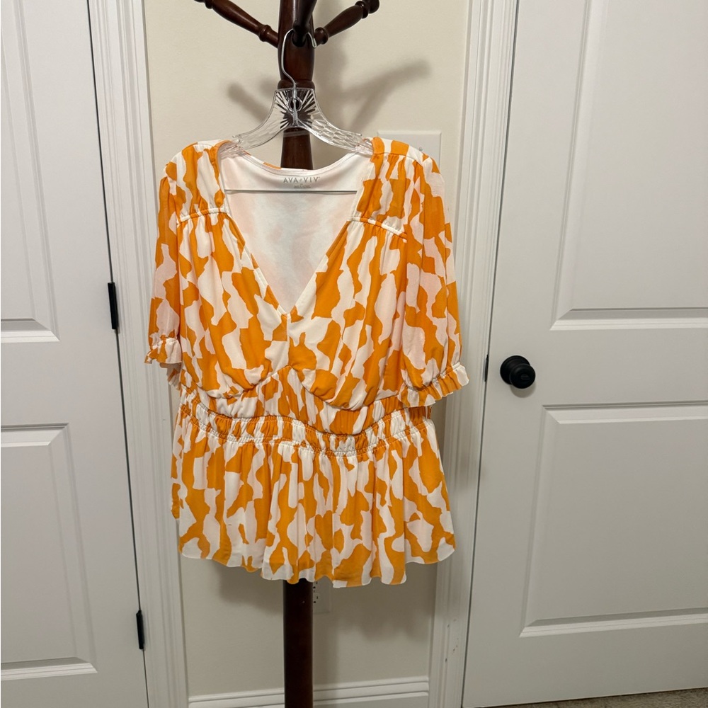 Ava & Viv Orange and White Blouse